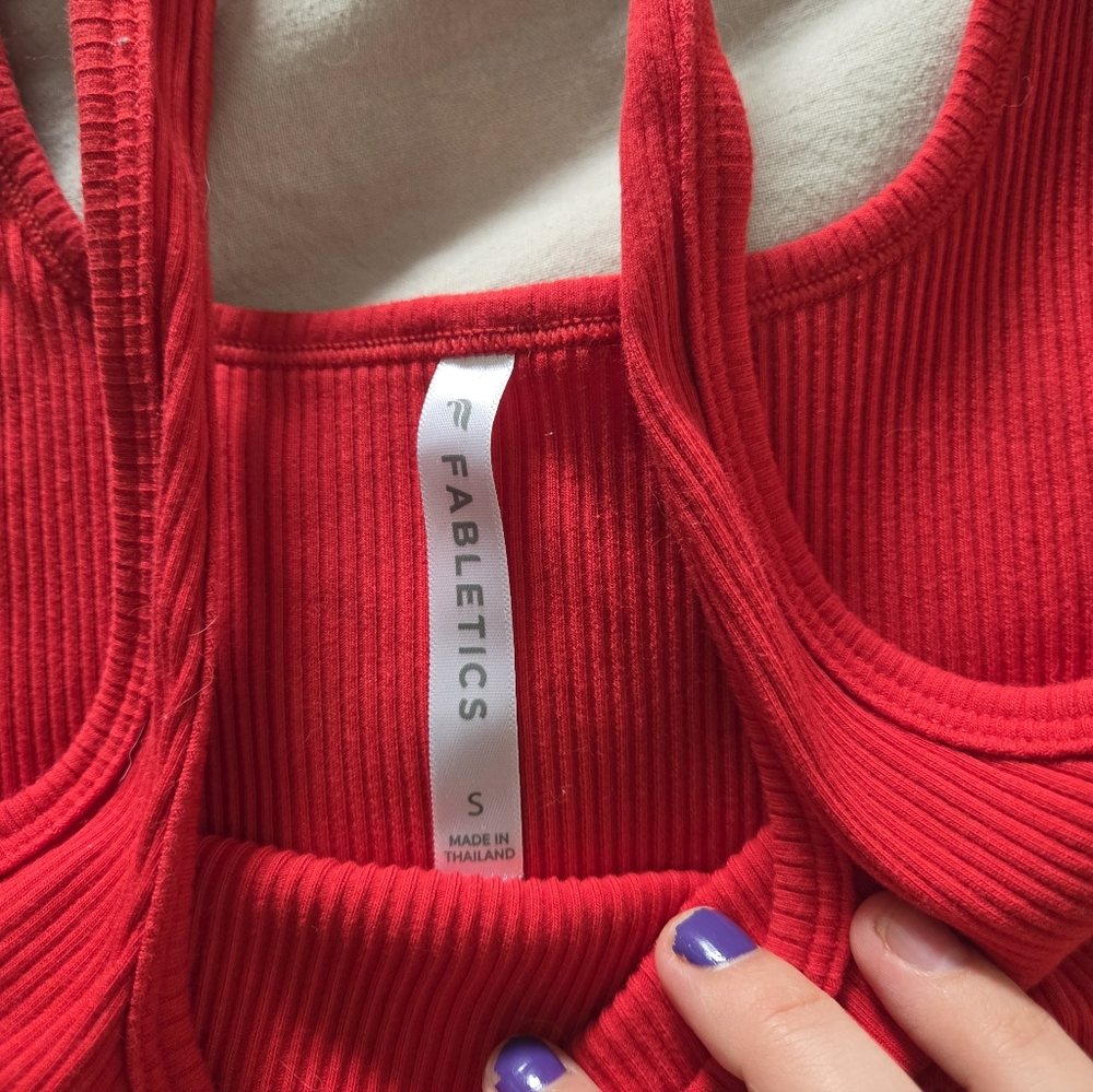 Fabletics Red Ribbed Tank Top - Picture 2 of 3